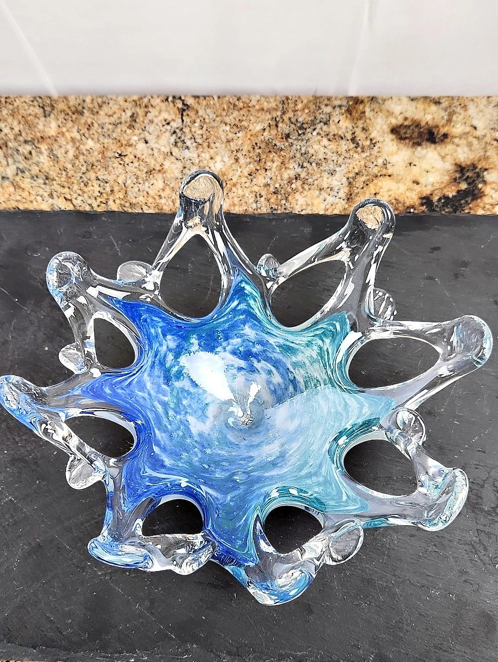 Murano Vetroc Eseguito Secondo La Tecnica Dei Maestri Di Murano Blue & Clear